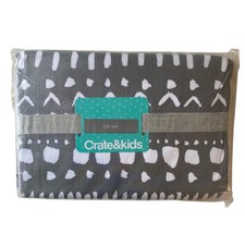 Crate  Kids Crib Skirt Unisex Grey Tribal Excursion Organic Cotton Nursery NEW