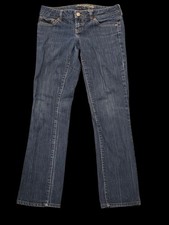 American Eagle Straight 77 Dark Wash Jeans Womens 4 Short Blue Denim Stretch