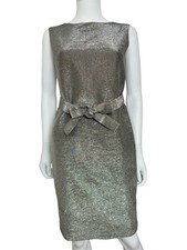 Dolce & Gabbana vintage metallic iridescent silver shift belted dress, IT 42