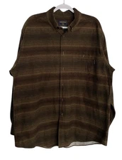 Woolrich Shirt Men XL Long Sleeve Button Up Brown Striped Flannel