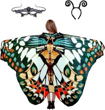 Halloween Butterfly Wings Costume for Womens, Chiffon Black multicolor