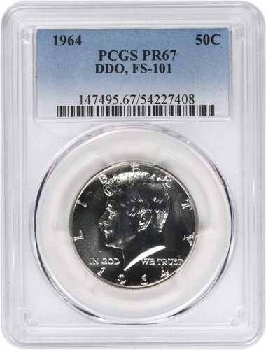 1964 Kennedy Silver Half Dollar DDO FS-101 PR67 PCGS