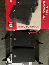 Dual LU40PB 3-Way Indoor Outdoor Speakers Pair w/ Box Brackets Manual Tested