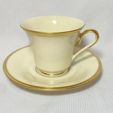 Lenox Eternal Cup and Saucer Set Dimension Collection Gold Trim