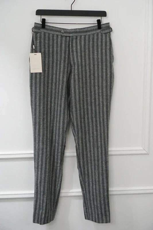 Men Suitsupply Soho Pants Alpaca Wool P6510 Pinstriped High Rise Slim EU48 W32
