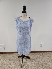 Chaps Ladies Size 14 Sleeveless Lace Dress Light Blue Style 1117