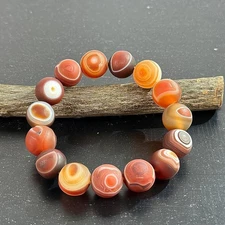 Christmas Gift Collector Grade!China Inner Mongolia Gobi Eye Agate Bead Bracelet