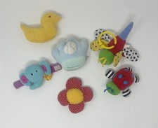 Lot of 6 Vintage Baby Soft Toys Rattles Various Brands Size