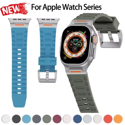 Silikon Sport Armband Wasserdicht Für Apple Watch Ultra 11 10 9 8 7 6 SE 38-49mm