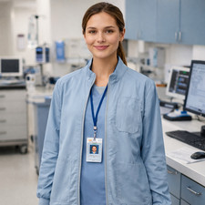 Scrubaid Lab Scrub Jacket XL Light Blue Zip Nurse Medical Stretchy Pockets