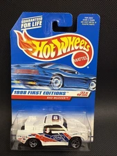 1998 Hot Wheels #662 First Editions 33/40 BAD MUDDER White w/SB Spoke Malaysia