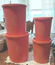 4 Vintage 1970 Tupperware Servalier Retro Ora...