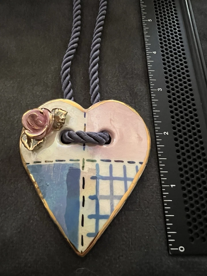 Rope Necklace With Ceramic Heart Pendant - Image 3 of 4