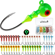 Dovesun Jig Heads for Fishing, Painted Jigheads with 3D Eye Ball Glowing Walleye