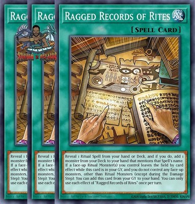 Yugioh! 3x Ragged Records of Rites CORI-EN062 Super Rare 1st Ed NM