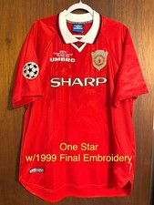 Original One Star 1999 UCL Cup Final Embroidery Manchester United #7 BECKHAM XL