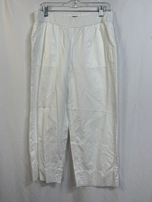 Talbot's Women's White Linen Blend Wide Leg Cropped Pants Size Medium