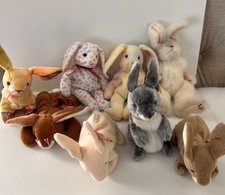 Ty Beanie Baby BUNNIES Lot of 8 W/Nibbly Nibbler Ears Hippy Hopper Springfield