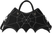 Bat Spider Web Shoulder Bag Purse Crossbody Women Halloween Handbag Wing Tote