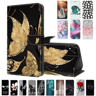Printed Cat Lion Flower Owl Wallet Cover Case For XCover 4 5 6 7 4S A70 A50 A91
