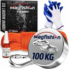 Magfishion Magnet Fishing Kit - 220Lb Strong Neodymium Magnet, 20M Rope, Gloves