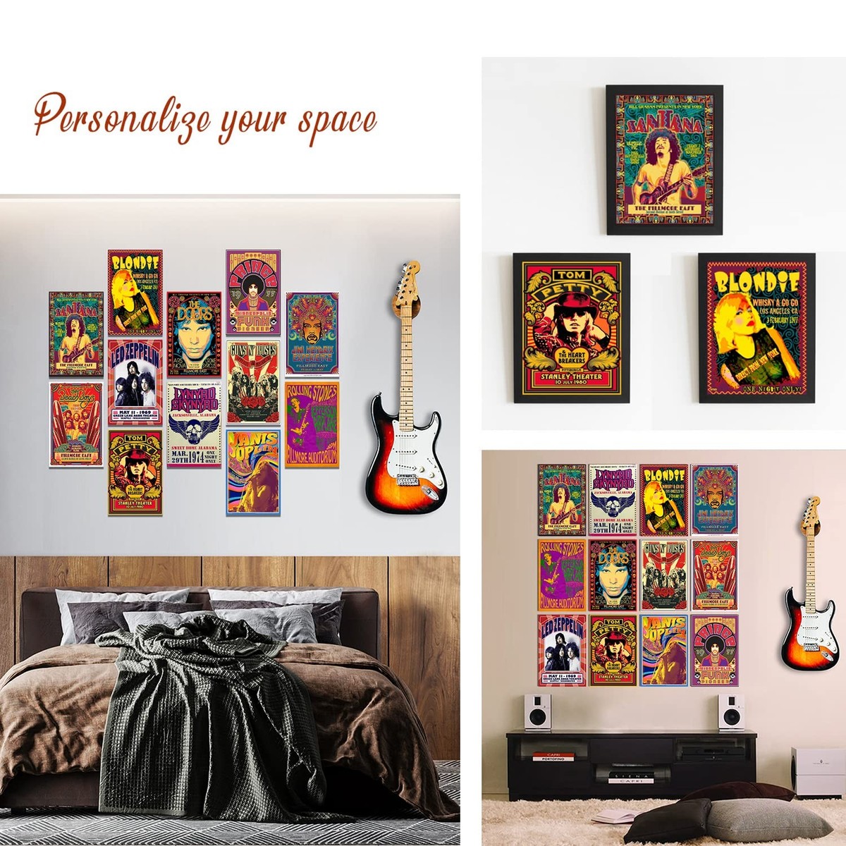 Woonkit Vintage Rock Band Posters for Room Aesthetic, 70s 80s 90s
