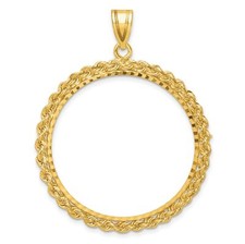 1982 1 oz Louis Armstrong Arts Prong Set Petite Rope Coin Bezel in 14k Gold