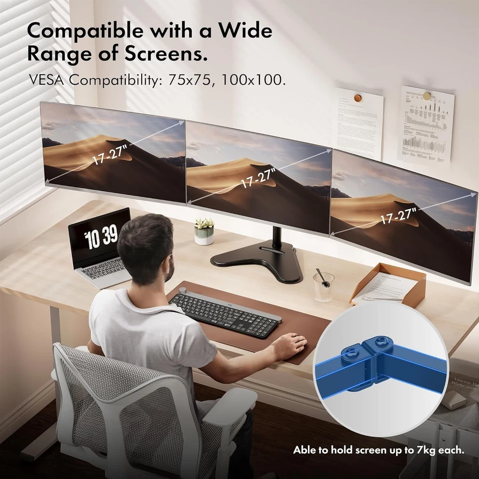 Triple Monitor Screen Bundle 3X 24" FHD IPS HDMI Brand New Stand 1920x1080p Fas - Image 2 of 4