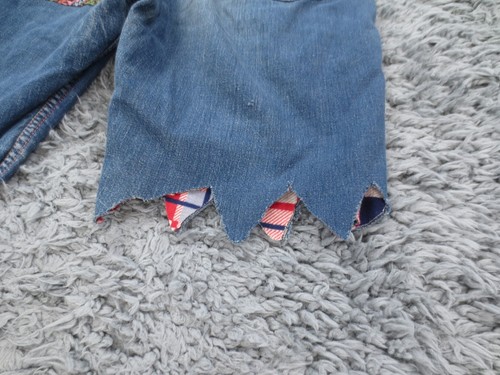 Vintage Unbranded Jeans Womens 0* Blue Denim Cutoff Lined Patch Sanforized Talon - Picture 19 of 23