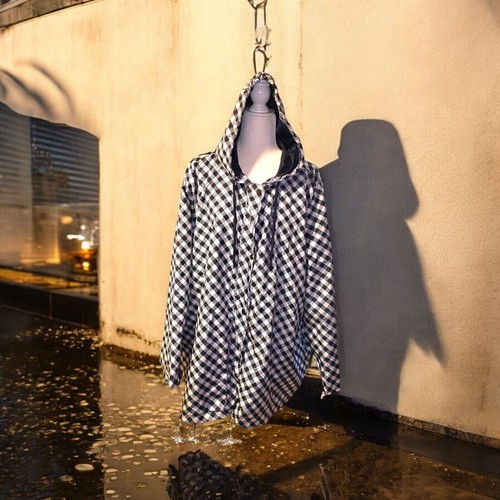 Kim Rogers Anorak Wind Rain Jacket Navy Blue white Hood 3X Zippered Snap Button - Picture 2 of 9