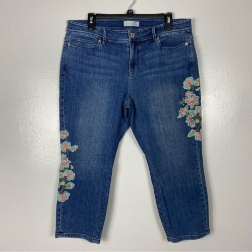 J Jill floral embroidered crop jeans sz 14P - Picture 2 of 12