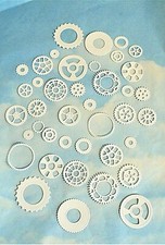 Die Cut cuts Steampunk cogs x 40 White card topper