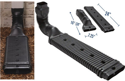 Low Profile Drain Downspout Extension Kit 43 in., Rain Pipe Spout Gutter, Black