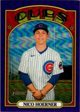 2021 TOPPS HERITAGE HIGH NUMBER HOT BOX PURPLE CHROME #707 NICO HOERNER