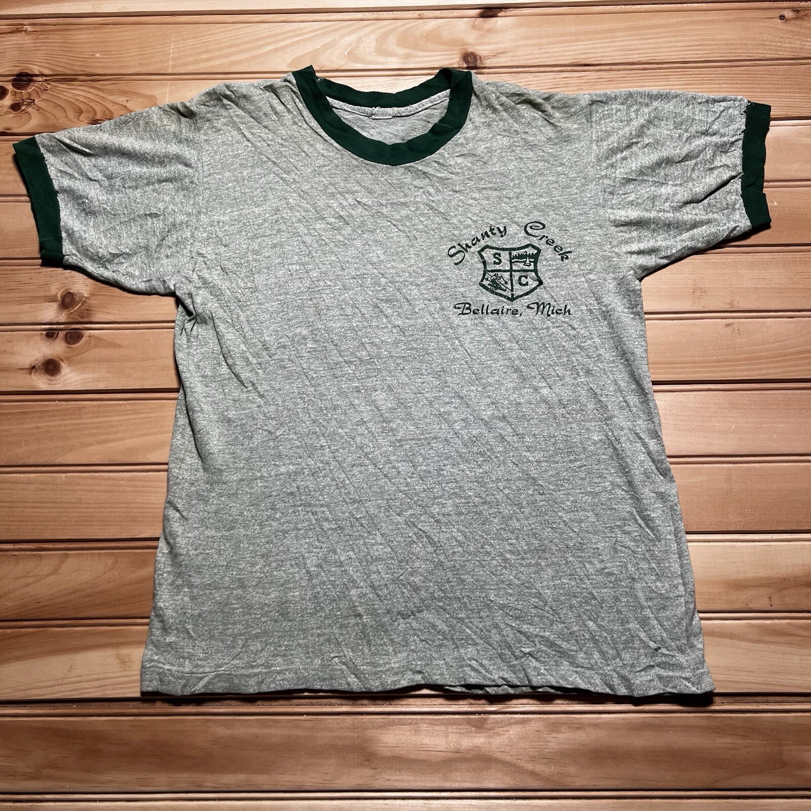 Vintage 70s 80s Shanty Creek Ski Resort Bellaire Michigan Ringer Tee Size M