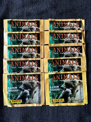 LOT 10 PACKETS POCHETTES TUTEN BUSTINA PANINI ANIMALS OF THE WORLD 1991 - Photo 1/2