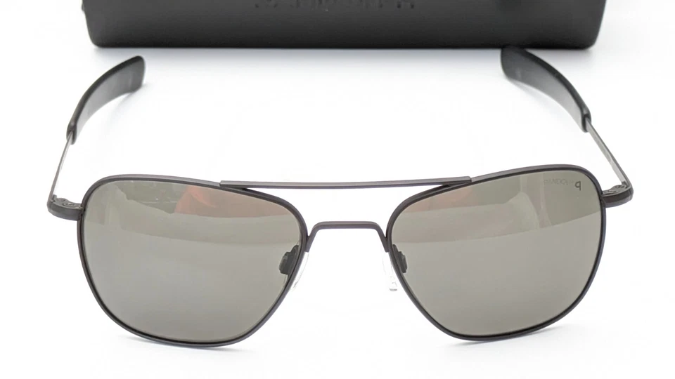 Gafas de sol para hombre Randolph AF319 Pilot negras mate polarizadas gris americano 52 mm Foto 3 de 4