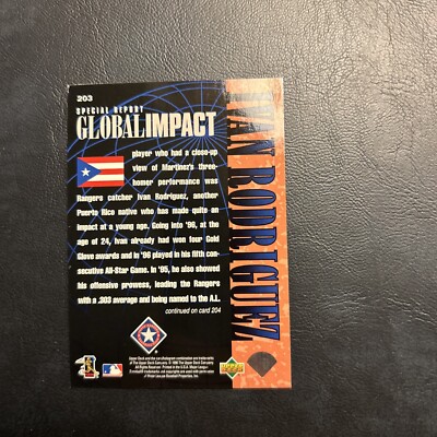 Cno 1997 Upper Deck Global Impact #203 Ivan Rodriguez, Texas Rangers