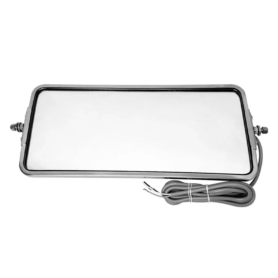 Espejo térmico Costa Oeste de acero inoxidable de 7"X16" con luz de separación SEMI CAMIONES Foto 3 de 4