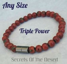 TRIPLE POWER Magnetic Red Marbled Hematite Bracelet Anklet Necklace Magnet Clasp