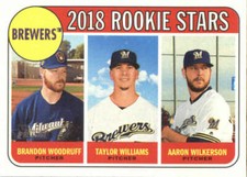 2018 Topps Heritage #394 Brandon Woodruff/Aaron Wilkerson/Taylor Williams Milwau