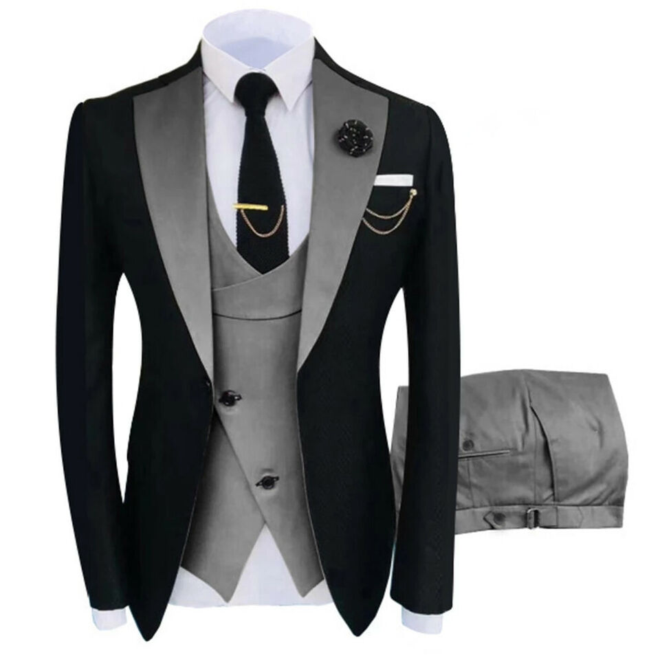 Men's 3 Piece Suit Groomsman Prom Party Dinner Tuxedo Wedding ...