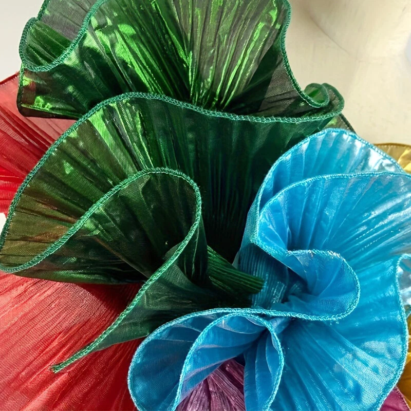 2 ярда органзы гофрированная ткань плиссированная отделка металлическая кромка шитье рукоделие мульти, - Изображение 4 из 4