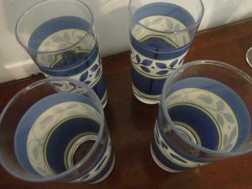 PFALTZGRAFF ORLEANS SET4 WATER GLADDWARE DRINKING GLASS FLORAL BLUE COOLER 16 OZ - Picture 6 of 7