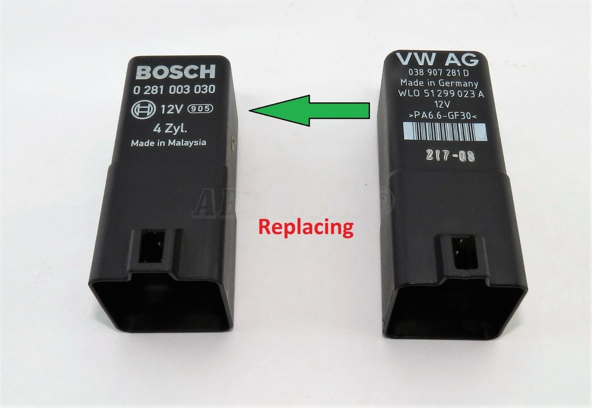 Used Bosch 9-Pin Glow Plug Relay (0281003030) - Replacement For Honda Diesel & VW (VW# 038907281D)
