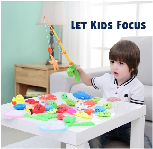 Kids Pool Fishing Toys Game Set | Summer Water Magnetic Floating Toy /35 Fishes - Picture 6 of 7