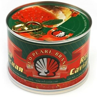 2 x Red Salmon Caviar   Alaskan Salmon Roe   Lightly Salted Caviar in Can 1 Lbs