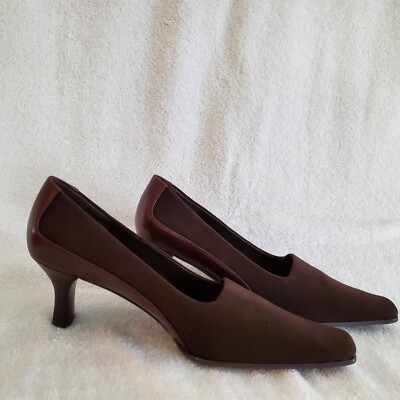 Circa Joan & David Comfort 365 Brown Pumps  Fabric & Leather NEW 8M