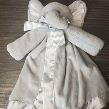 Bearington Baby Collection Elephant Lovey Security Blanket Gray Plush Satin Ears