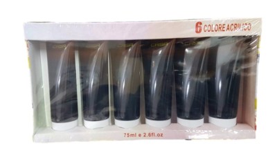 x Acrylfarbe Lack Paket 6 Stück Farbe Schwarz Tube 75ml dfh